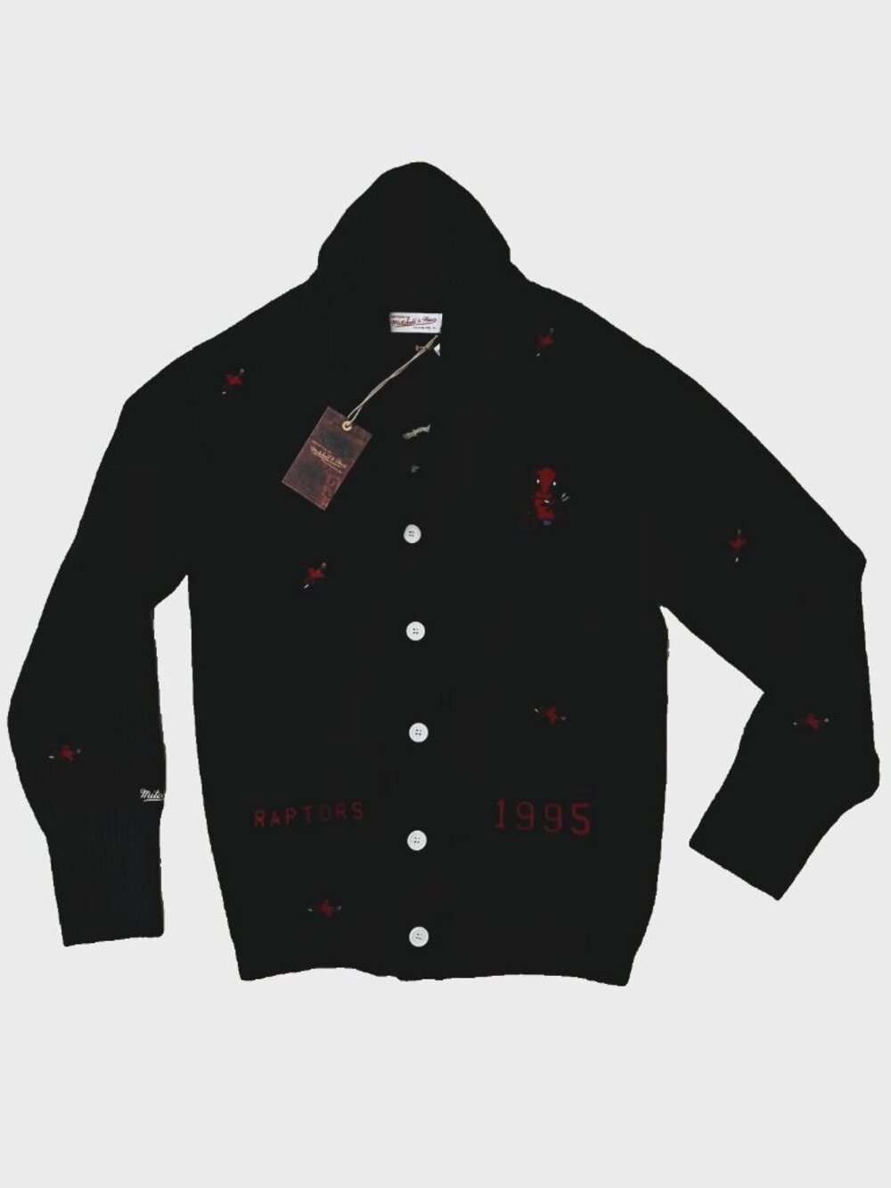 Mitchell & Ness Toronto Raptors Knit Cardigan Sweater Black ( M )